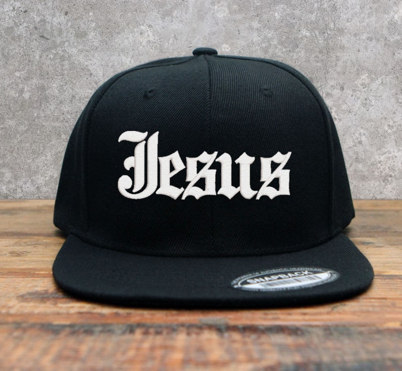 Jesus Old English Embroidered Snapback Cap