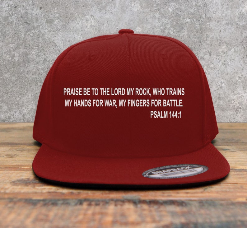 Psalm 144:1 My Hands For War Embroidered Snapback Baseball Cap | Military | Gun Range | MMA