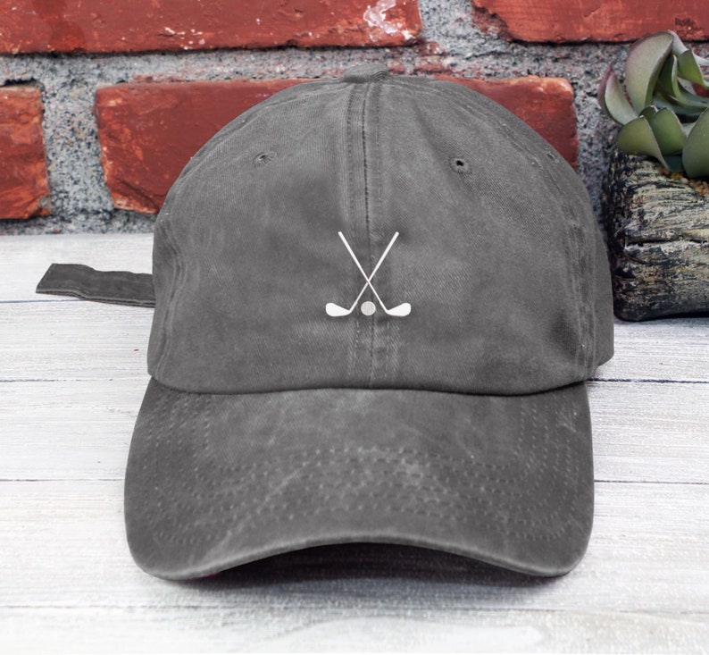 Crossed Golf Clubs Embroidered Cap: Low Profile Cotton Hat