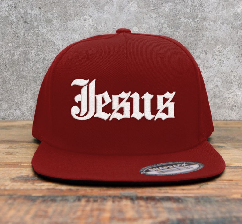 Jesus Old English Embroidered Snapback Cap