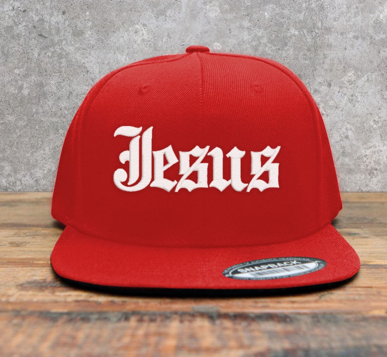 Jesus Old English Embroidered Snapback Cap