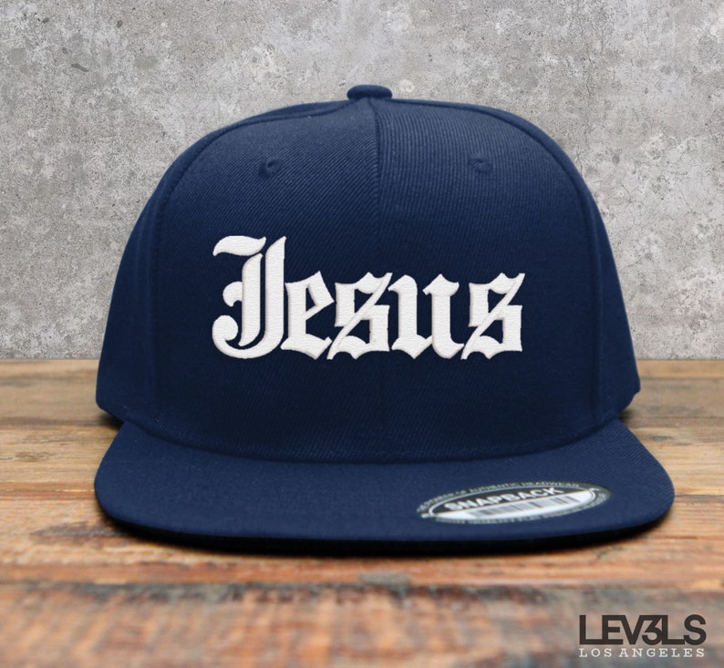 Jesus Old English Embroidered Snapback Cap