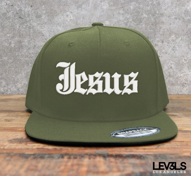 Jesus Old English Embroidered Snapback Cap
