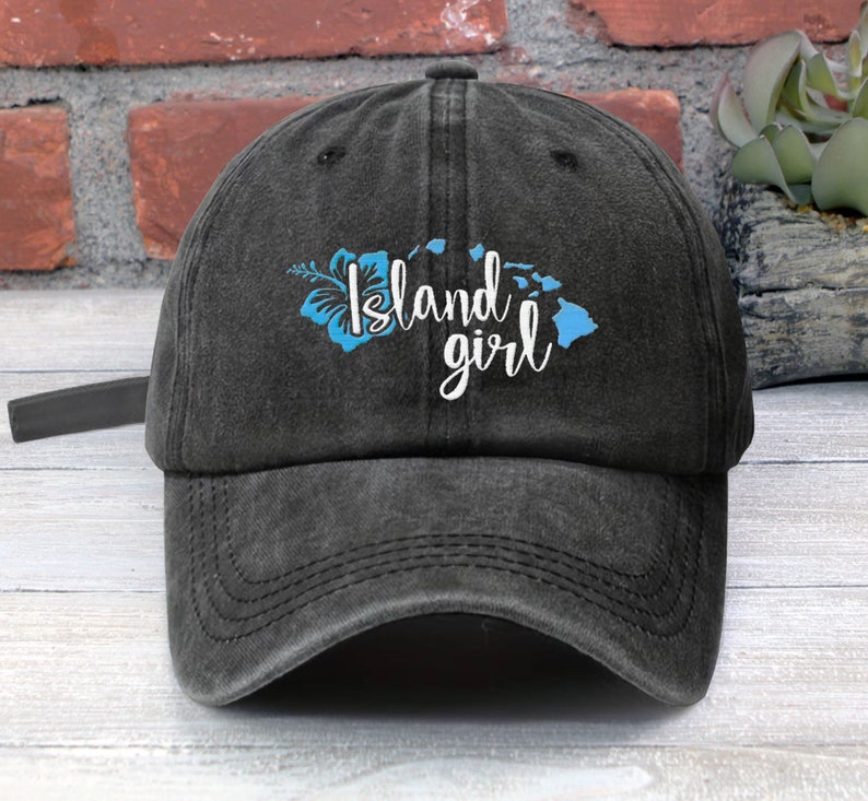 Island Girl Low Profile Embroidered Baseball Cap Adjustable Buckle Hawaii 808 AKA Dad Hat