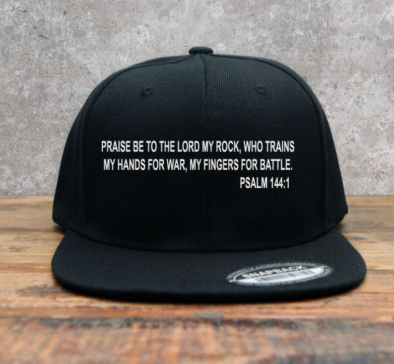Psalm 144:1 My Hands For War Embroidered Snapback Baseball Cap | Military | Gun Range | MMA