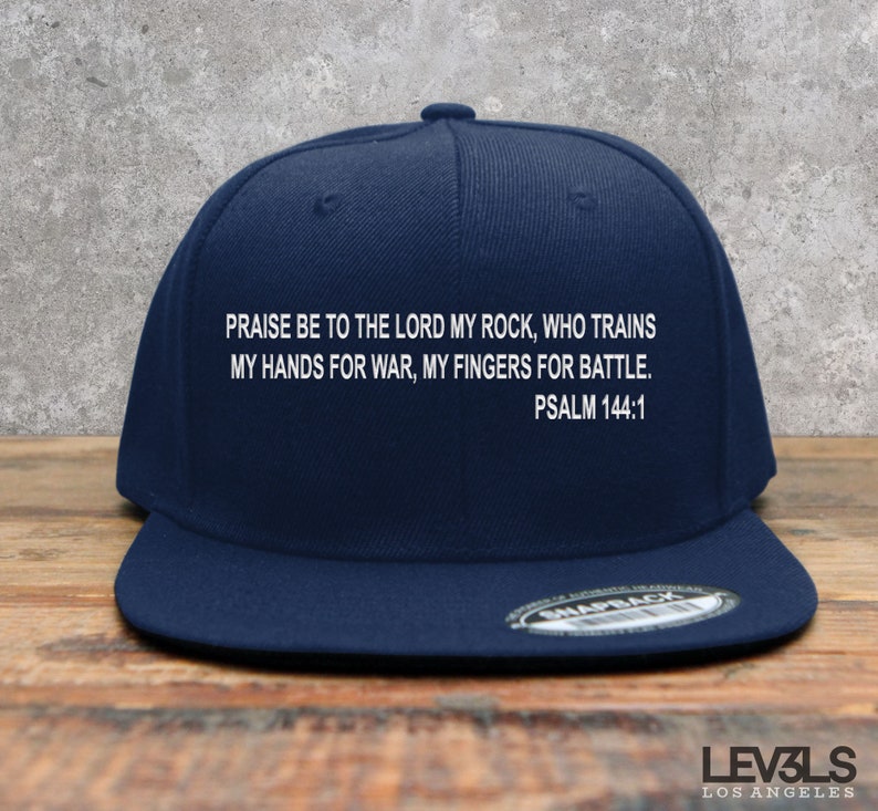 Psalm 144:1 My Hands For War Embroidered Snapback Baseball Cap | Military | Gun Range | MMA