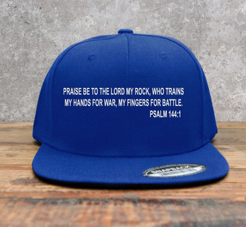 Psalm 144:1 My Hands For War Embroidered Snapback Baseball Cap | Military | Gun Range | MMA