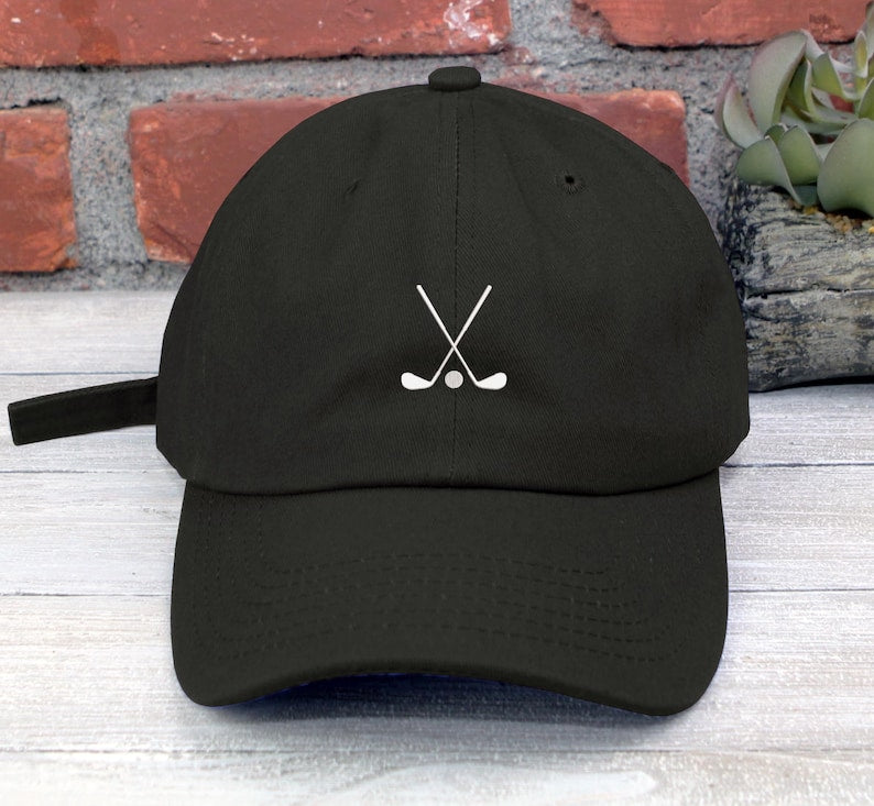 Crossed Golf Clubs Embroidered Cap: Low Profile Cotton Hat