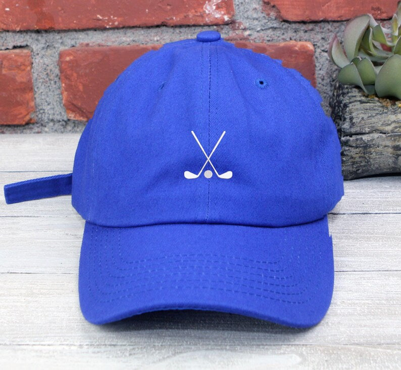 Crossed Golf Clubs Embroidered Cap: Low Profile Cotton Hat