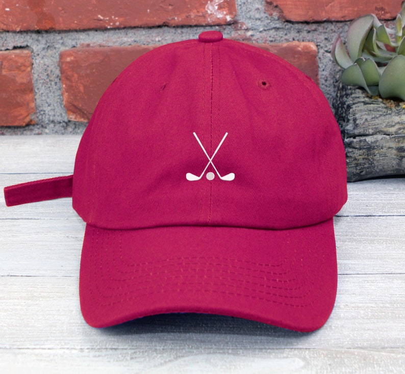 Crossed Golf Clubs Embroidered Cap: Low Profile Cotton Hat