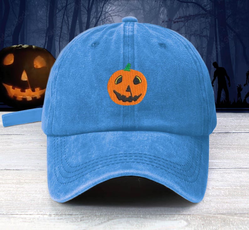 Halloween Pumpkin Embroidered Baseball Cap Adjustable Buckle horror Film Dad Hat Jack-o-lantern