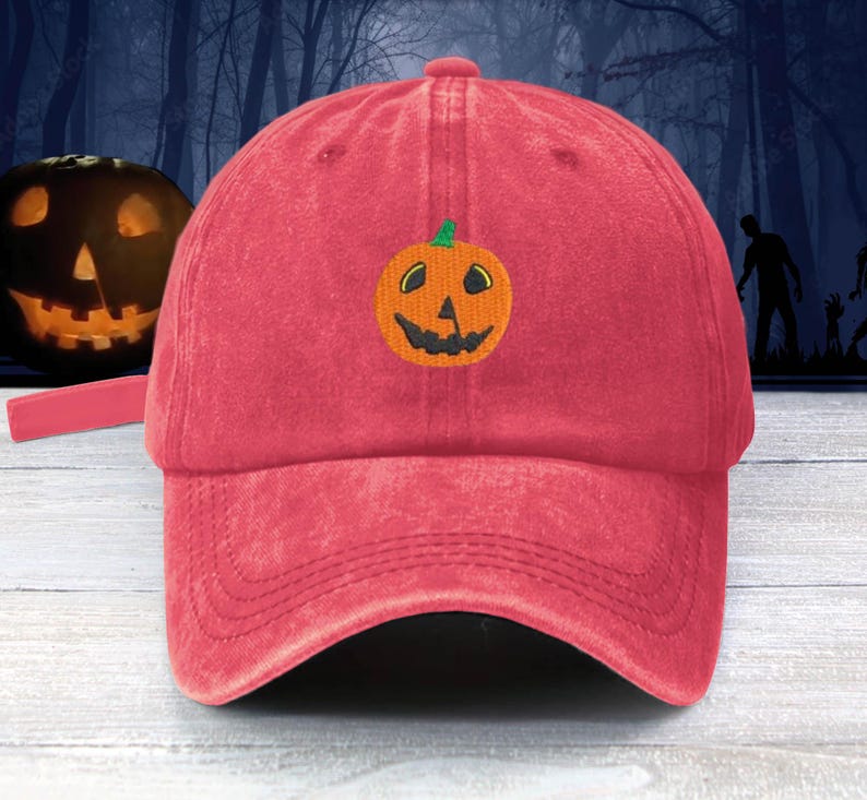 Halloween Pumpkin Embroidered Baseball Cap Adjustable Buckle horror Film Dad Hat Jack-o-lantern