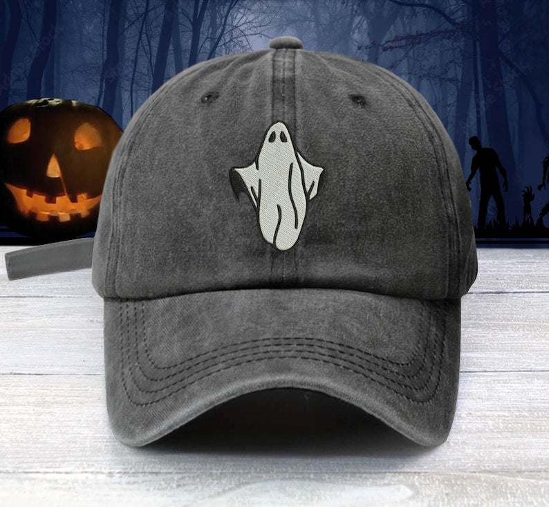 Spooky Ghost In Sheets Embroidered Low Profile Baseball Cap Ghost Story