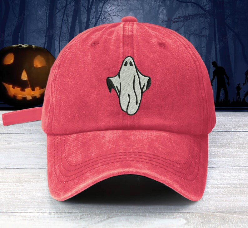 Spooky Ghost In Sheets Embroidered Low Profile Baseball Cap Ghost Story