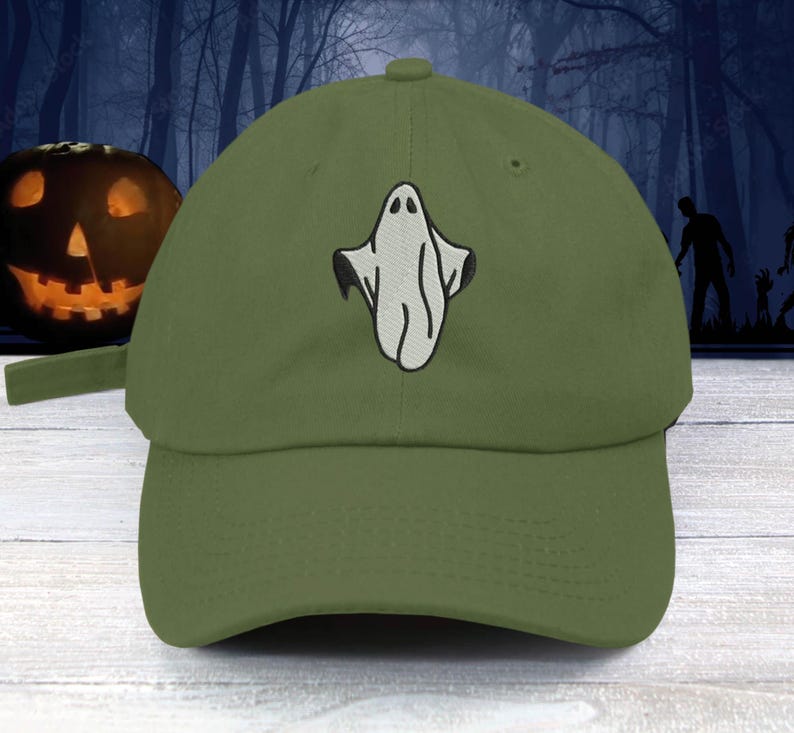 Spooky Ghost In Sheets Embroidered Low Profile Baseball Cap Ghost Story