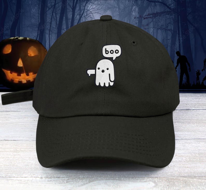 Boo Ghost Dad Hat Embroidered Baseball Unisex Cap Thumbs Down Not Your fan Ghost