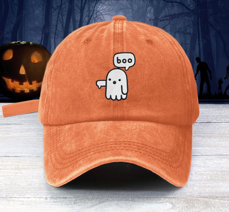 Boo Ghost Dad Hat Embroidered Baseball Unisex Cap Thumbs Down Not Your fan Ghost