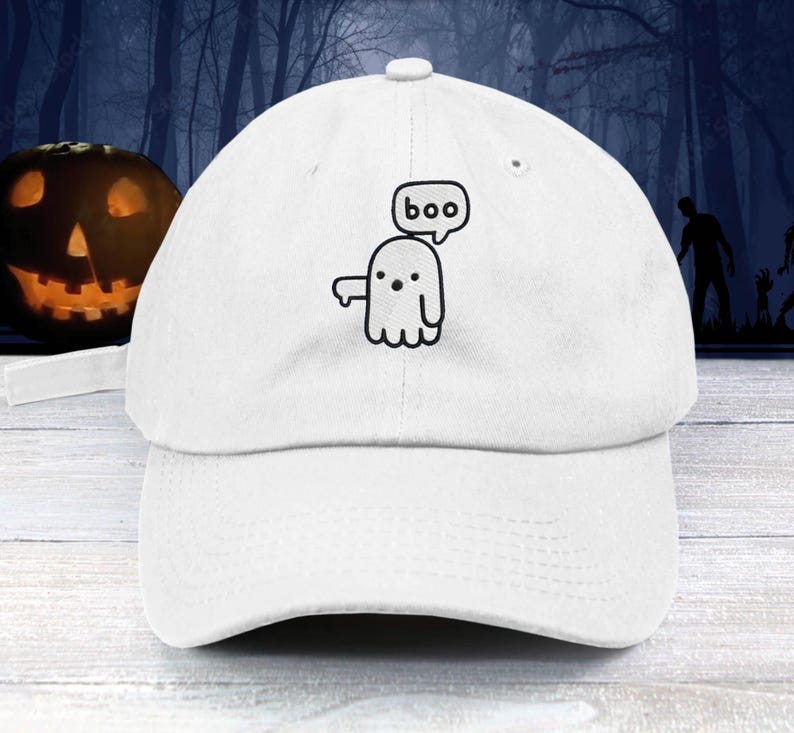 Boo Ghost Dad Hat Embroidered Baseball Unisex Cap Thumbs Down Not Your fan Ghost