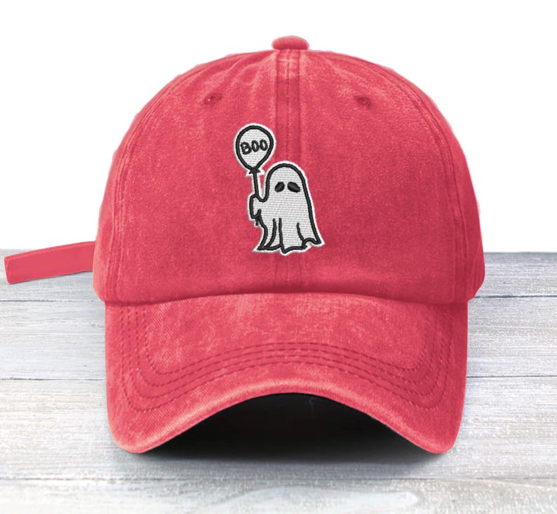 Embroidered Ghost Balloon Dad Hat: Unisex Cotton Baseball Cap