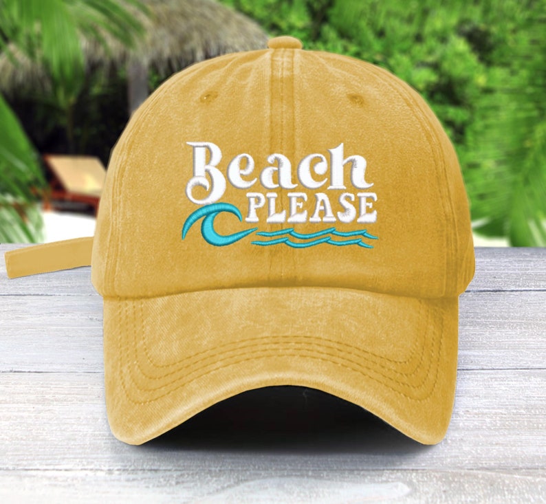 BEACH PLEASE | Embroidered | Unconstructed Baseball Cap | Vacation Mode Salt Water