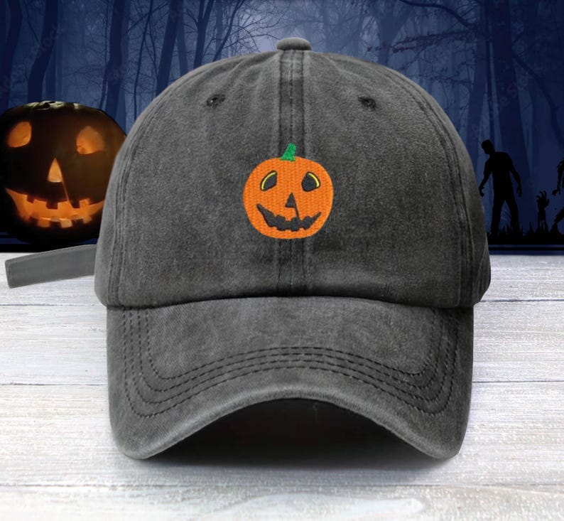 Halloween Pumpkin Embroidered Baseball Cap Adjustable Buckle horror Film Dad Hat Jack-o-lantern