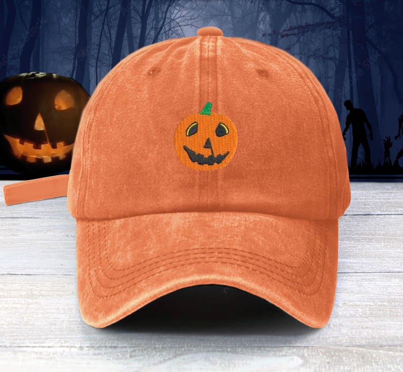 Halloween Pumpkin Embroidered Baseball Cap Adjustable Buckle horror Film Dad Hat Jack-o-lantern
