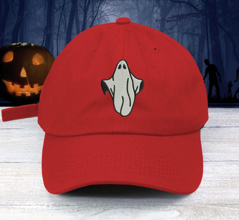 Spooky Ghost In Sheets Embroidered Low Profile Baseball Cap Ghost Story