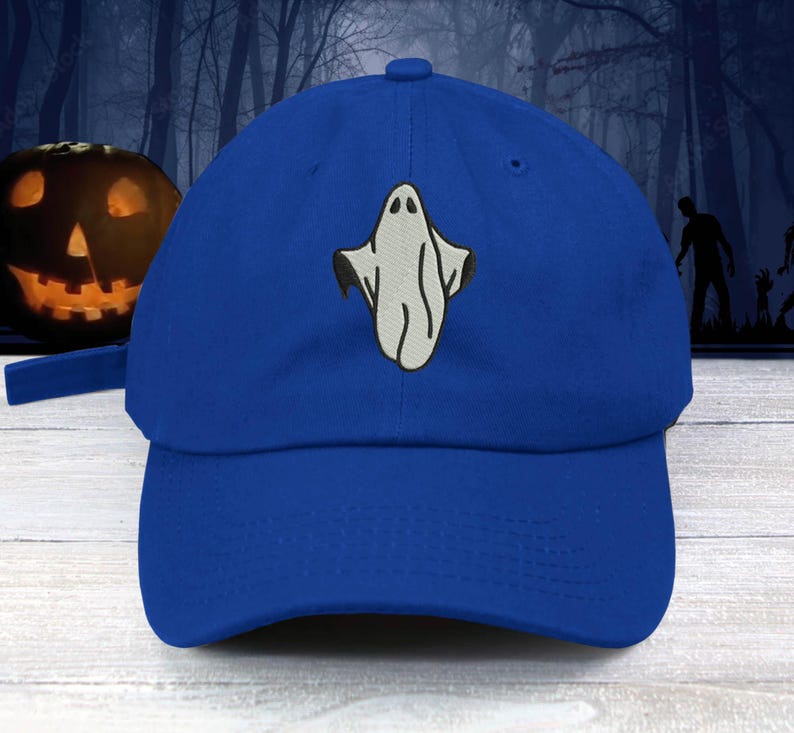 Spooky Ghost In Sheets Embroidered Low Profile Baseball Cap Ghost Story
