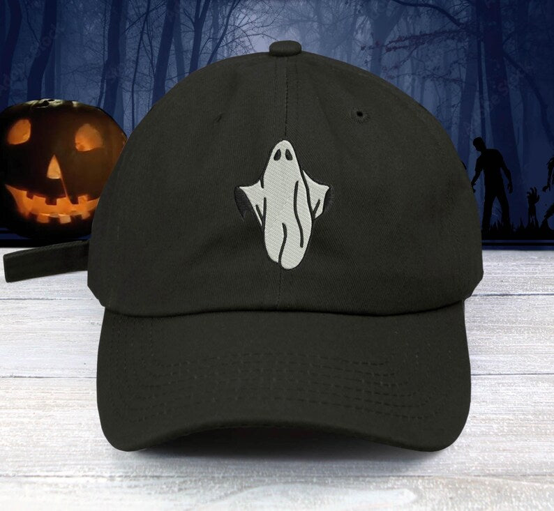 Spooky Ghost In Sheets Embroidered Low Profile Baseball Cap Ghost Story