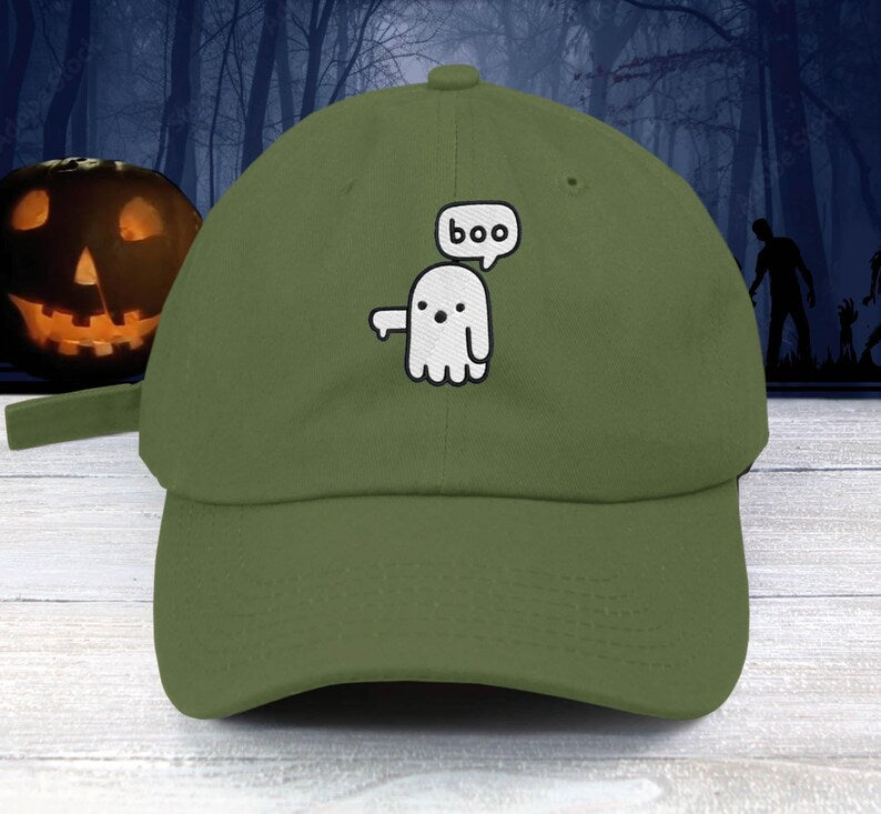 Boo Ghost Dad Hat Embroidered Baseball Unisex Cap Thumbs Down Not Your fan Ghost