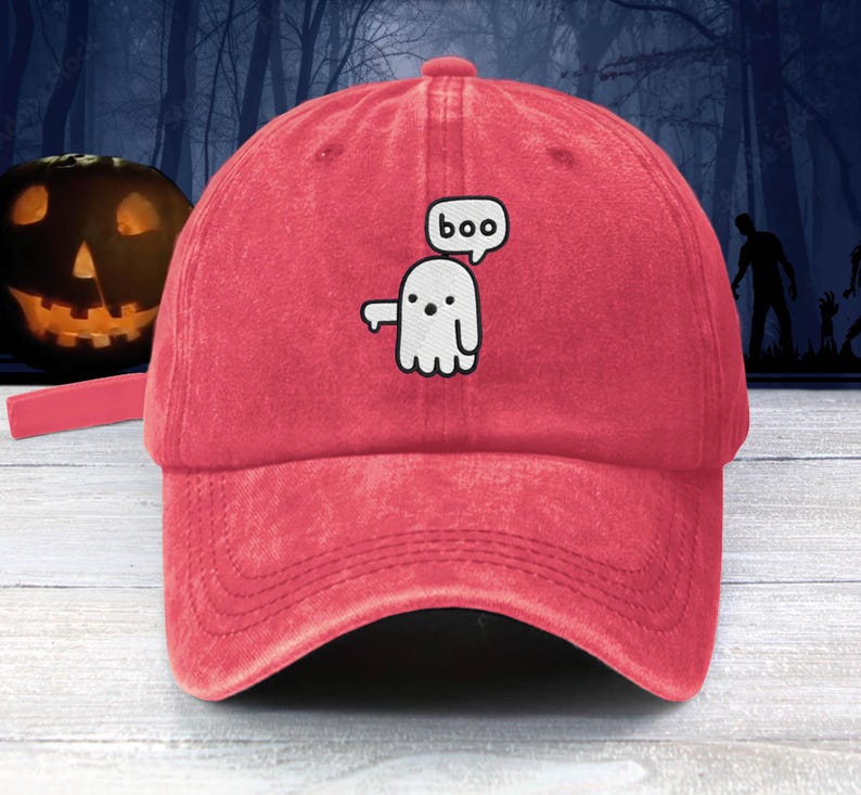 Boo Ghost Dad Hat Embroidered Baseball Unisex Cap Thumbs Down Not Your fan Ghost
