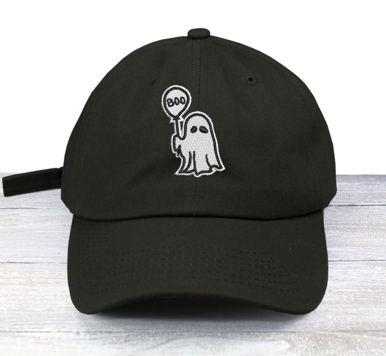 Embroidered Ghost Balloon Dad Hat: Unisex Cotton Baseball Cap
