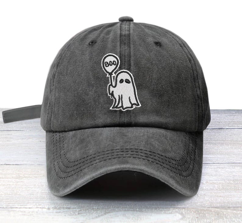 Embroidered Ghost Balloon Dad Hat: Unisex Cotton Baseball Cap
