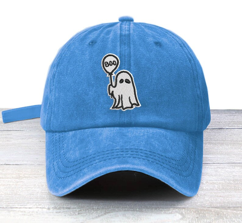 Embroidered Ghost Balloon Dad Hat: Unisex Cotton Baseball Cap