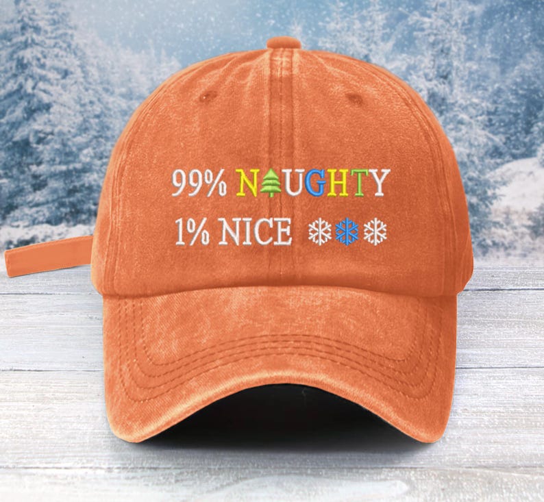 99% Naughty 1 Percent Nice Embroidered Low Profile Baseball Cap Christmas Cap Christmas Hat Santa Baby