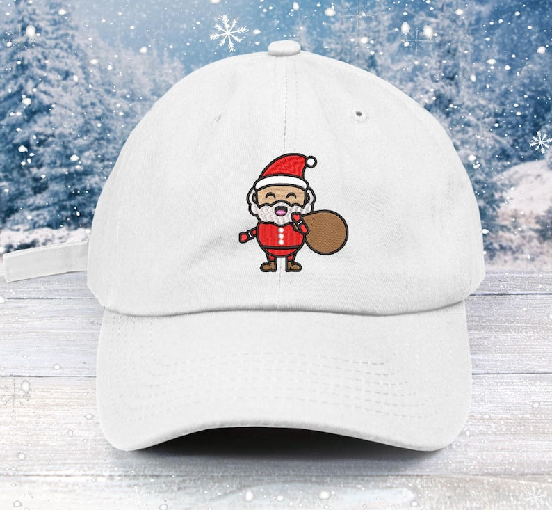 Embroidered Santa Baseball Cap: Kawaii Christmas Hat