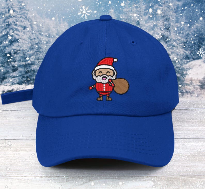 Embroidered Santa Baseball Cap: Kawaii Christmas Hat