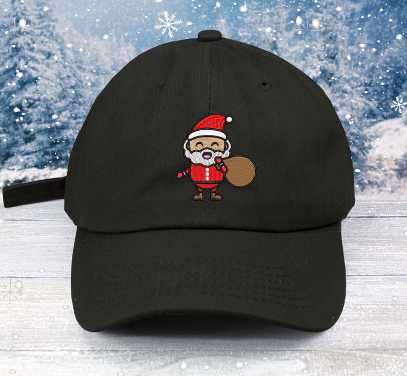 Embroidered Santa Baseball Cap: Kawaii Christmas Hat