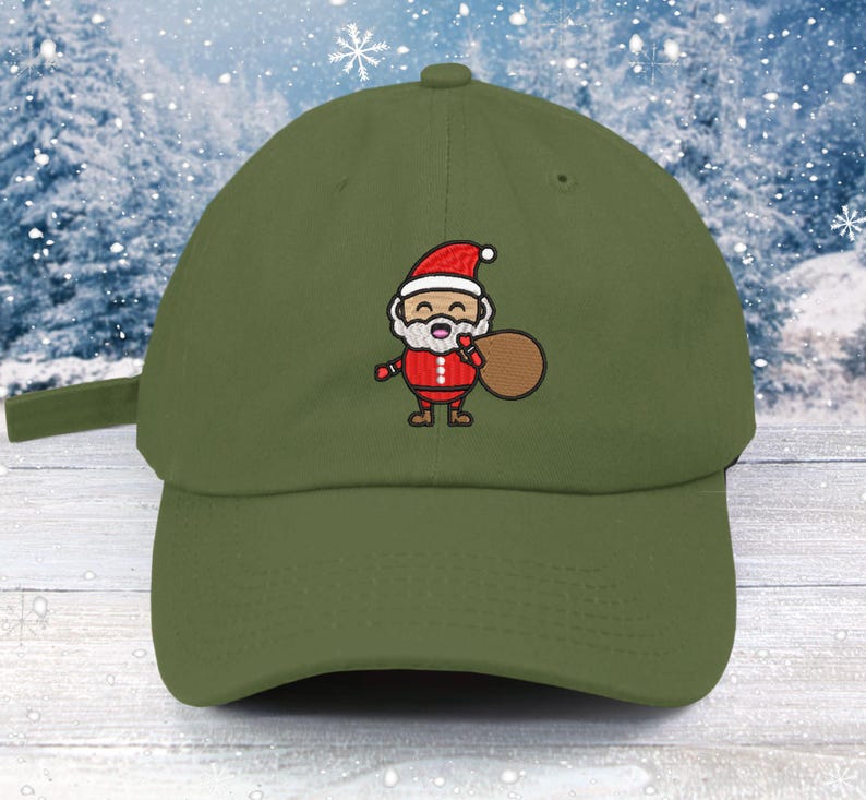 Embroidered Santa Baseball Cap: Kawaii Christmas Hat