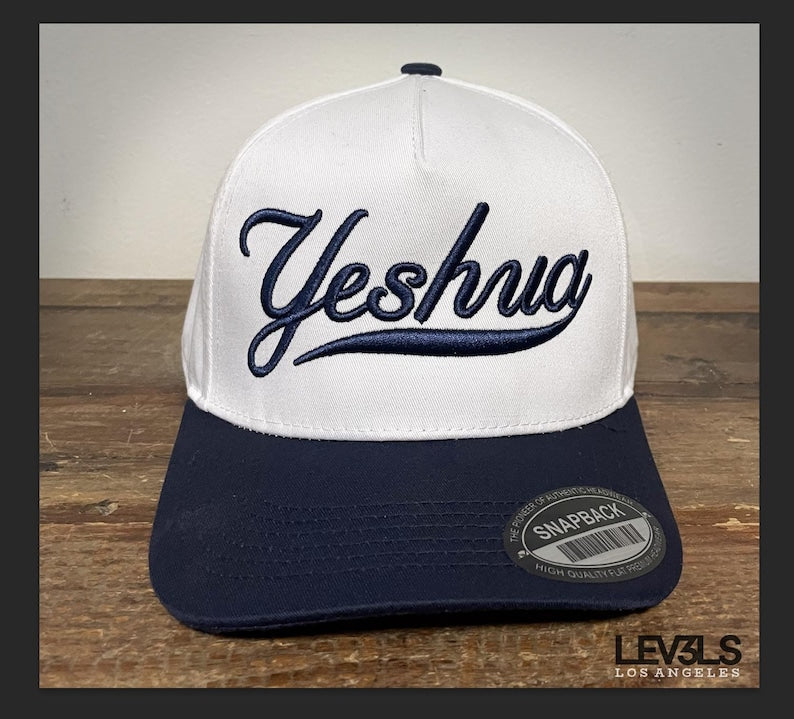 YESHUA Script Embroidered Snapback Baseball Cap | Jesus Name | Christian Cross