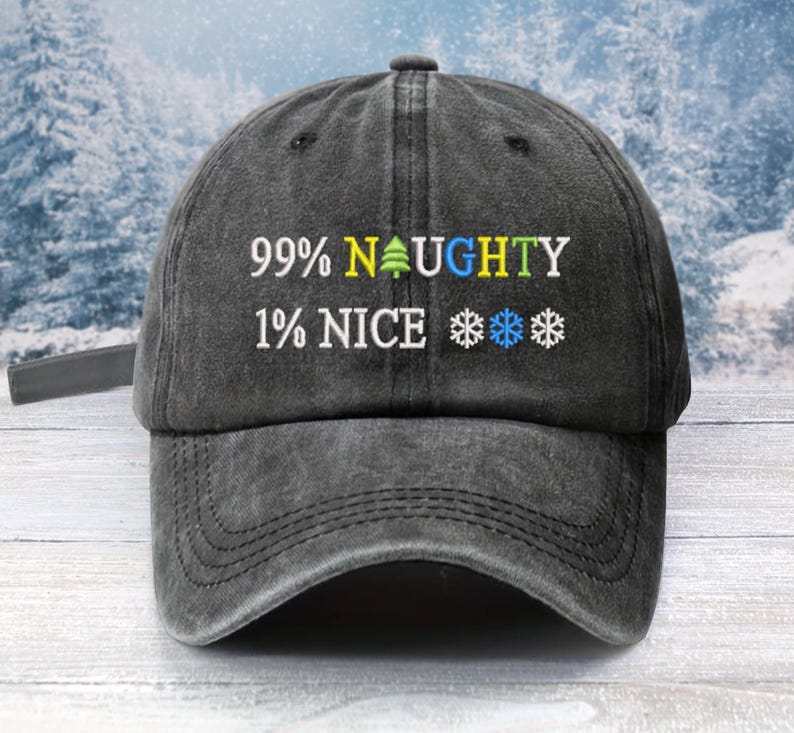 99% Naughty 1 Percent Nice Embroidered Low Profile Baseball Cap Christmas Cap Christmas Hat Santa Baby