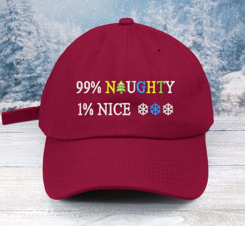 99% Naughty 1 Percent Nice Embroidered Low Profile Baseball Cap Christmas Cap Christmas Hat Santa Baby