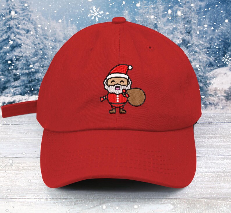 Embroidered Santa Baseball Cap: Kawaii Christmas Hat