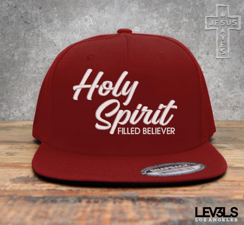 Holy Spirit Filled Believer Embroidered Script Snapback Baseball Cap | Cross | Jesus Saves