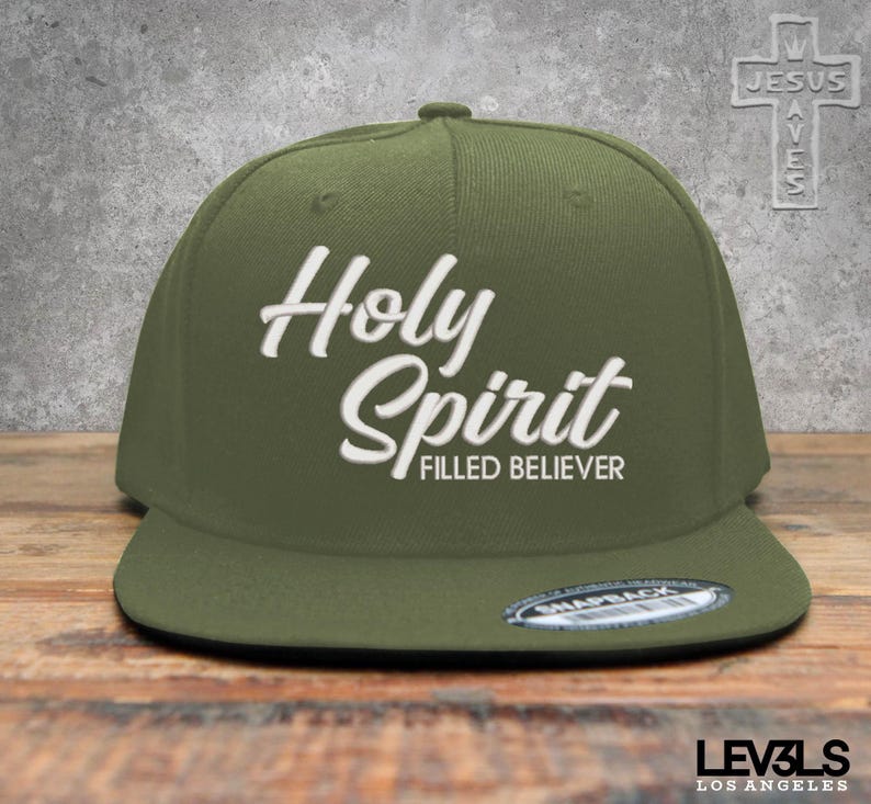 Holy Spirit Filled Believer Embroidered Script Snapback Baseball Cap | Cross | Jesus Saves