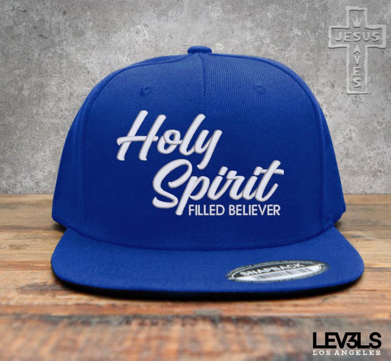 Holy Spirit Filled Believer Embroidered Script Snapback Baseball Cap | Cross | Jesus Saves