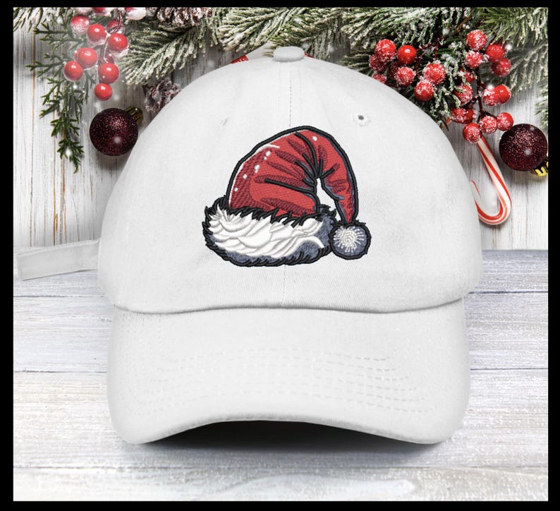 Embroidered Santa Hat Baseball Cap - Christmas Low Profile Cotton Cap