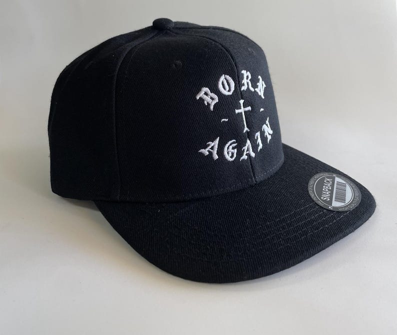 Embroidered Snapback Baseball Cap: Christian Cross, Old English Logo