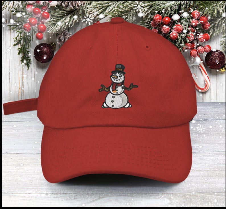 Snowman Embroidered Low Profile Baseball Cap Christmas Cap Santa Baby