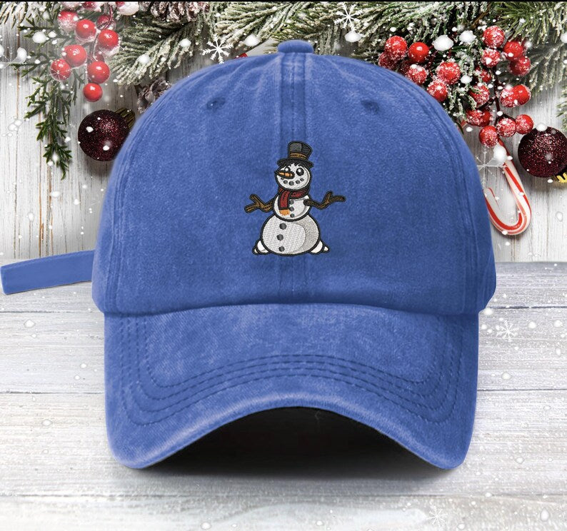Snowman Embroidered Low Profile Baseball Cap Christmas Cap Santa Baby